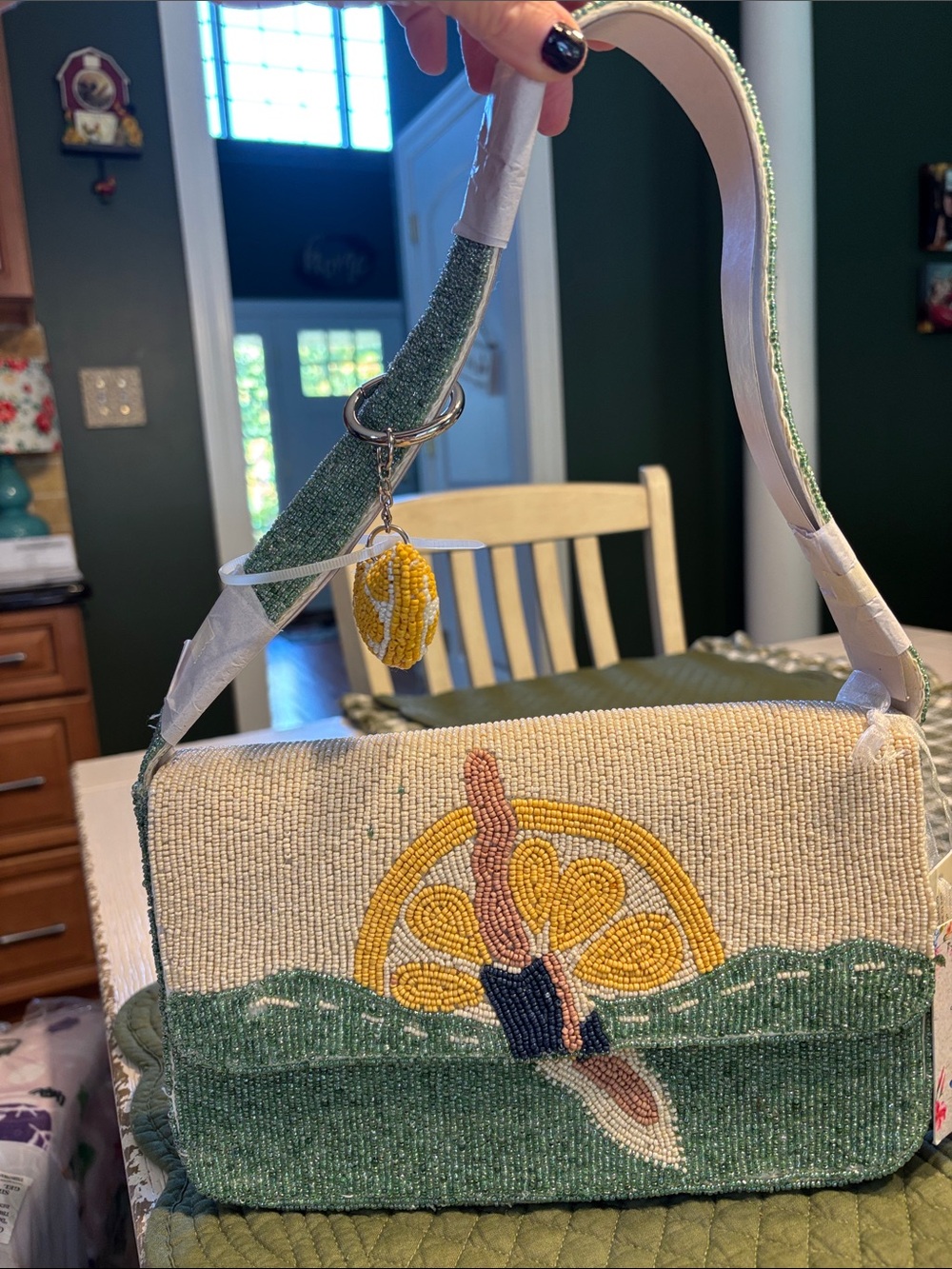 NWT Lemon Diver Beaded Bag with Lemon Bag Charm Made in India